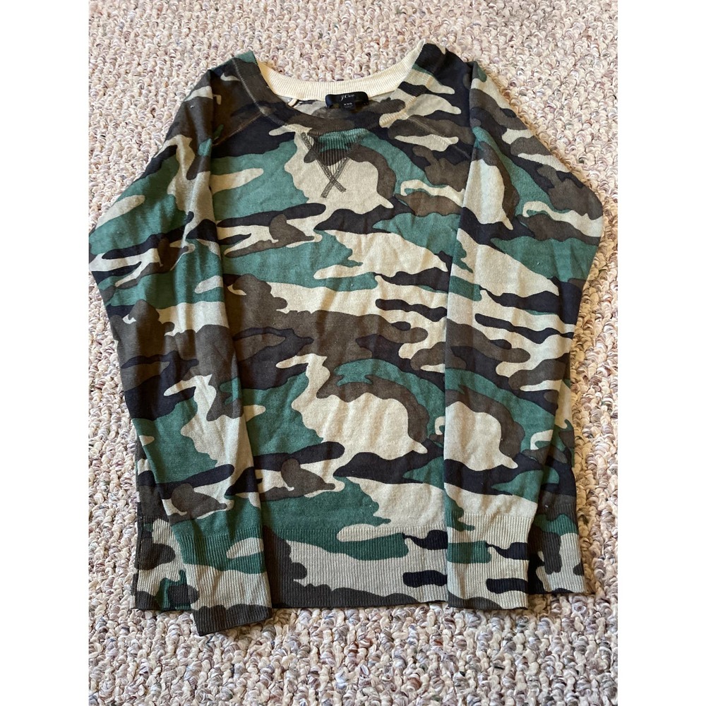 Jcrew wool camo sweatshirt xxs